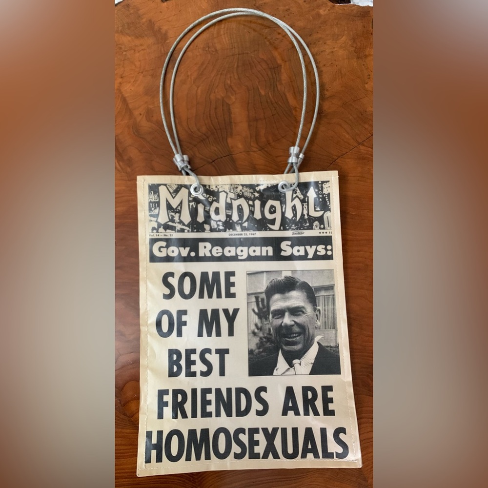 One of a Kind Ronald Regan Purse - snap closure, steel cord handles